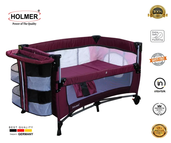 HOLMER Kids Maxi Comfort Coolstyle Anne Yanı Oyun Parkı/beşik 70x110cm Mürdüm ürün görseli 1