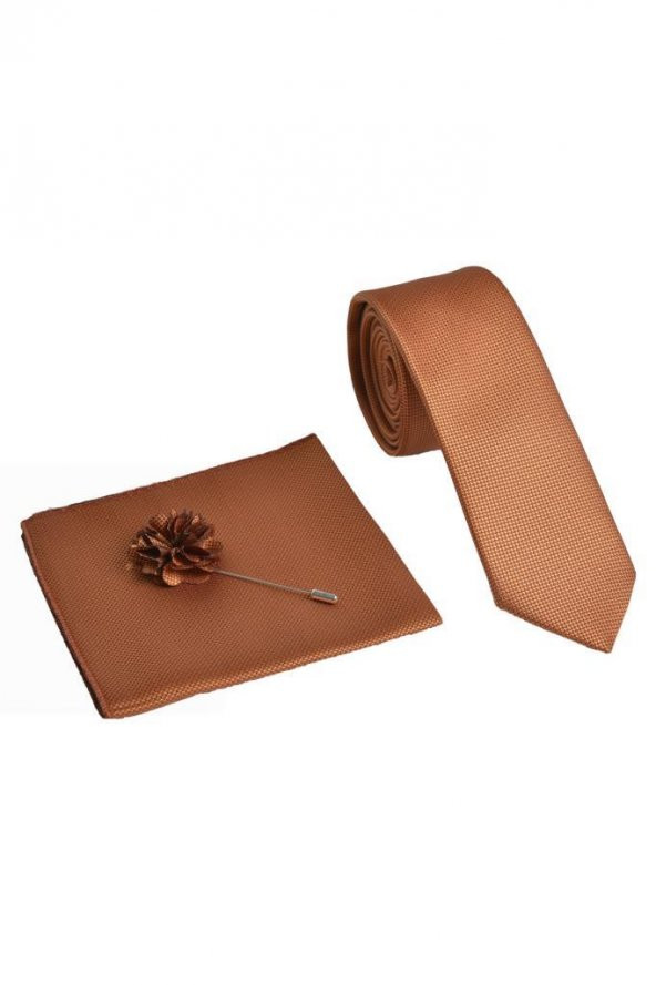 Brianze Taba Kravat Mendil Yaka Çiçeği Set - Resim 3