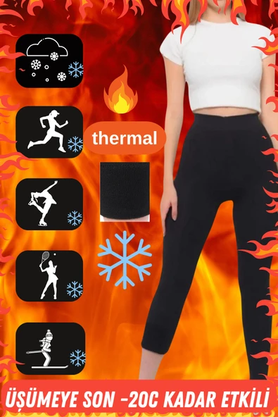 Termal Kışlık Kadın Siyah Thermal Içi Polarlı Şardonlu Termal Tayt Çorap ürün görseli 1