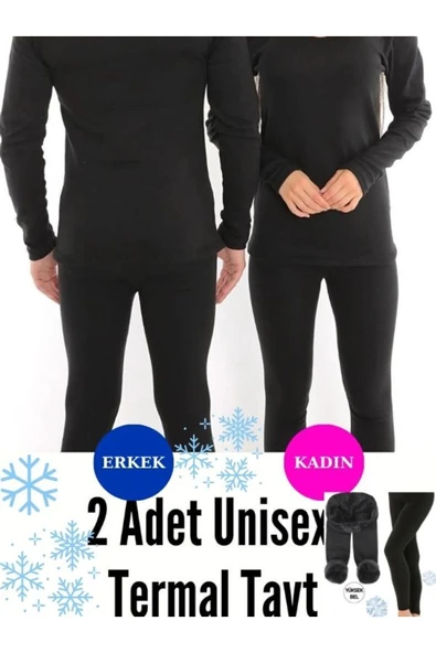 Unisex Siyah Kadın Erkek İçlik İçi Peluş Lu Kışlık Termal Tayt Kadın Tayt erkek Tayt ürün görseli 1