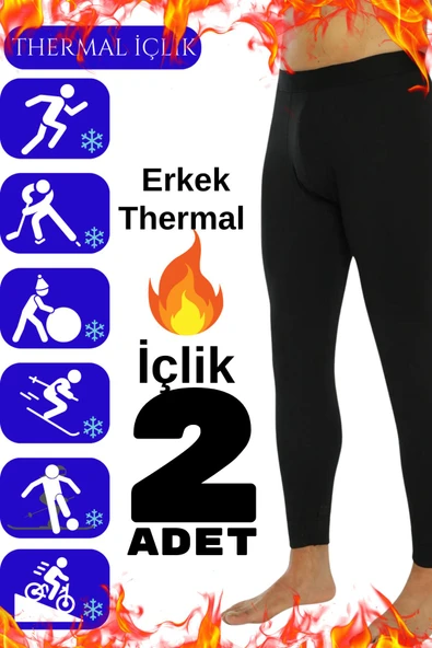 2 Li Erkek Siyah Termal İçi Polar Kışlık İçlik Termal Tayt ürün görseli 1