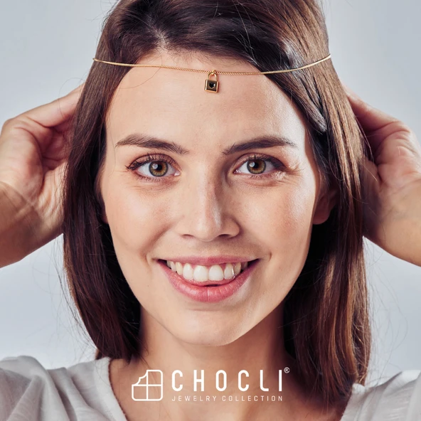 Chocli 18 Ayar Altın Kaplama Kilit Kolye - Resim 6