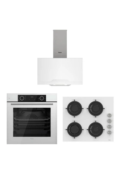 Ferre Fryart Beyaz Set ( D064 Beyaz Davlumbaz -CS206 Beyaz Ocak- XE63CB Fryart Beyaz Fırın) ürün görseli 1