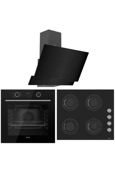 Ferre Fryart Cs Serisi Siyah Ankastre Cam Set (D063 + CS205 + XE63CS) ürün görseli 1