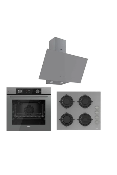 Ferre Luxury Mega Serisi Gri Ankastre Set ( D079 - cs208 - Xe63cpr ) ürün görseli 1