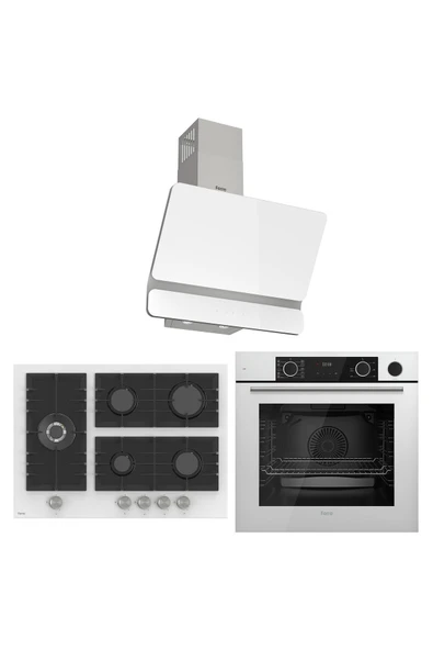 Ferre STEAMART BL MODÜLER SERİSİ BEYAZ CAM ANKASTRE SET ( D081+BL136+XE64CB) ürün görseli 1