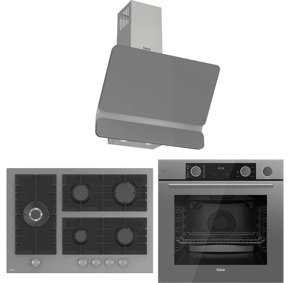 FERRE STEAMART BL MODÜLER SERİSİGRİ CAM ANKASTRE SET ( D082+BL138+XE64CPR) ürün görseli 1