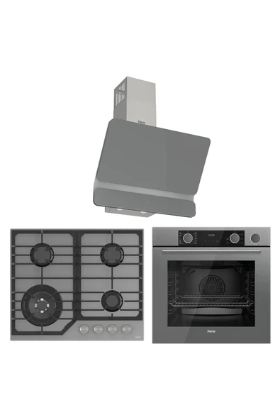 STEAMART NT ASİMETRİK SERİSİ GRİ ANKASTRE CAM SET (D082+NT028+XE64CPR) ürün görseli 1