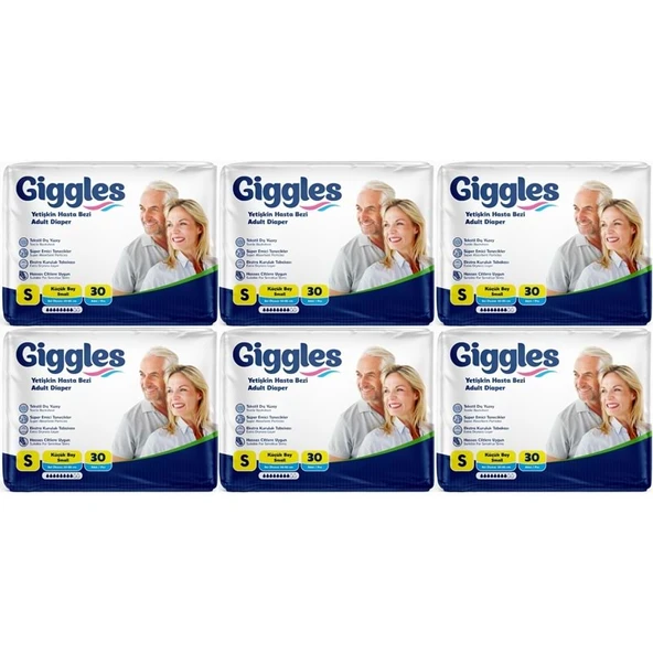 Giggles Yetişkin Bezi Bel Bantlı Tekstil Yüzey Küçük - Small (S) 180 Adet (6PK*30) ürün görseli 1