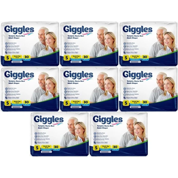 Giggles Yetişkin Bezi Bel Bantlı Tekstil Yüzey Küçük - Small (S) 240 Adet (8PK*30) ürün görseli 1