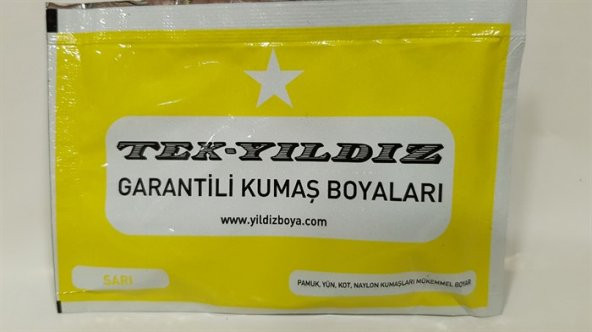Yıldız Toz Kumaş Boyası Sarı Renk Ücretsiz Kargo ürün görseli 1