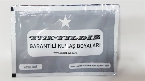 Yıldız Toz Kumaş Boyası Açık Gri Renk Ücretsiz Kargo ürün görseli 1