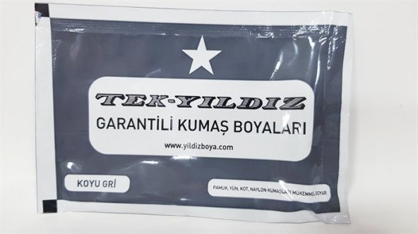 Yıldız Toz Kumaş Boyası Koyu Gri Renk Ücretsiz Kargo ürün görseli 1