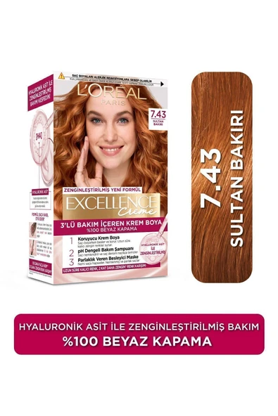 L'Oreal Paris Creme Saç Boyası 7.43 Sultan Bakırı ürün görseli 1