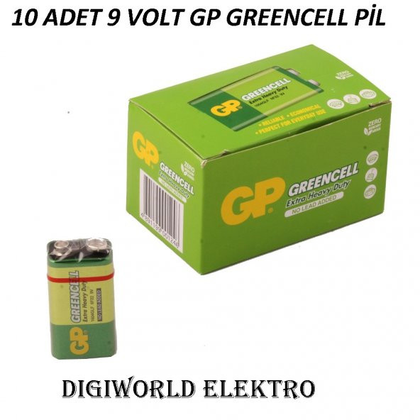 GP 9 Volt Greencell Tek Kullanımlık Pil 10 lu Paket ürün görseli 1