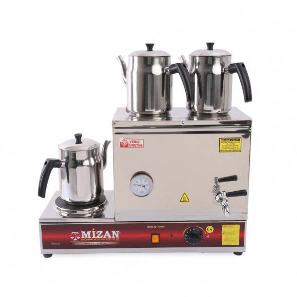 Mizan Çift Demlikli Elektrikli Çay Kazanı 30 Lt. - 2 Adet DEMLİK HEDİYELİ !! -Çay Ocağı MC207 ürün görseli 1