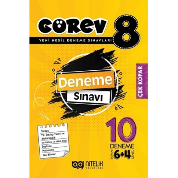 Nitelik Yayınları 8.Sınıf Görev 10 Deneme Sınavı (6 Sarmal + 4 Genel) ürün görseli 1