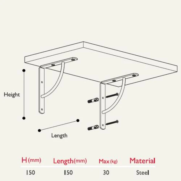 Dekoratif Raf Altı 15*15cm Siyah - Resim 2