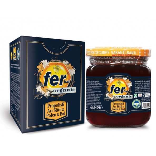 FER ORGANİK ARI SÜTÜ BAL POLEN PROPOLİS KARIŞIMI 240 GR ürün görseli 1