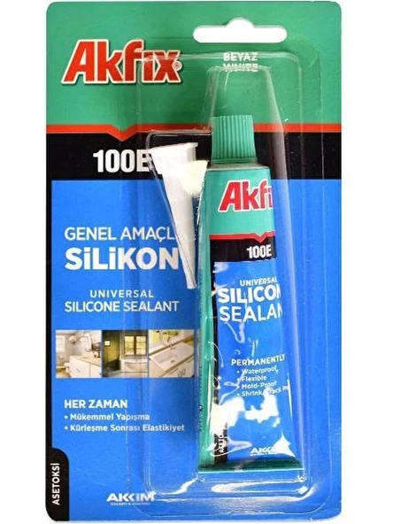 Akfix 100E Tüp Silikon Şeffaf 50ml ürün görseli 1