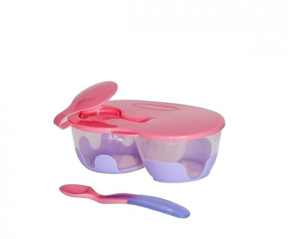 Bebedor 2 Bölmeli Tabak Ve Kaşık - Pembe ürün görseli 1