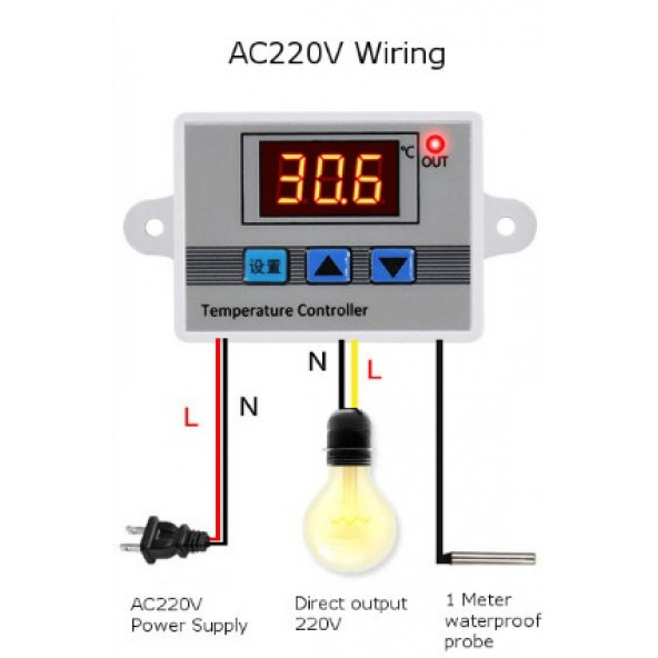 220V Termostat XH-W3002 Dijital Termostat Sıcaklık Kontrol Cihazı Isıtma Ve Soğutma Modu 220V-1500W ürün görseli 1