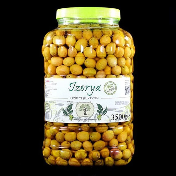 İzorya Doğal Çizik Yeşil Mut Zeytini 3500G ürün görseli 1