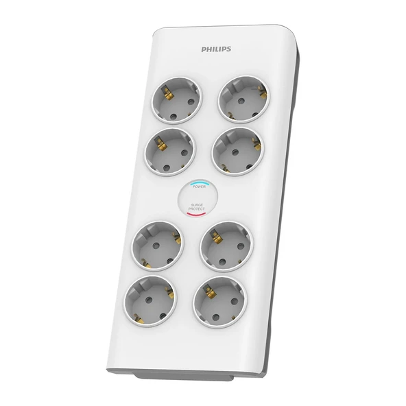 Philips SPN7080 8li Akım Korumalı Priz 2mt 900 Joule, Beyaz ürün görseli 1