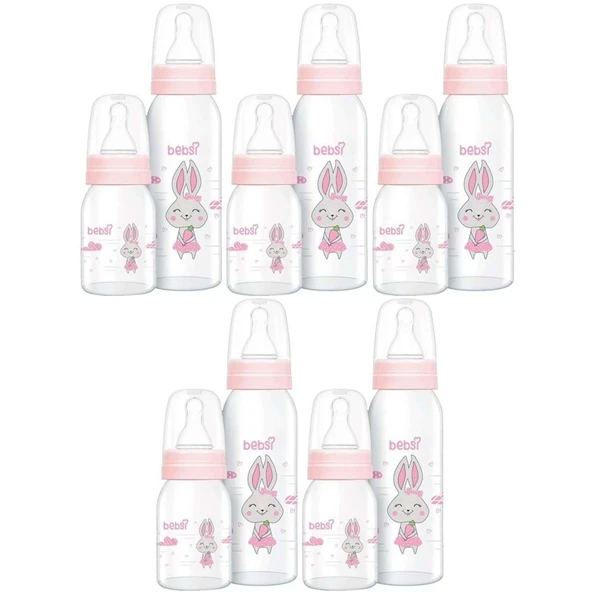 Bebsi Cam Biberon Seti Pembe (250ML+125ML) (5 Li Set) ürün görseli 1