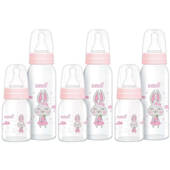 Bebsi Cam Biberon Seti Pembe (250ML+125ML) (3 Lü Set) ürün görseli 1