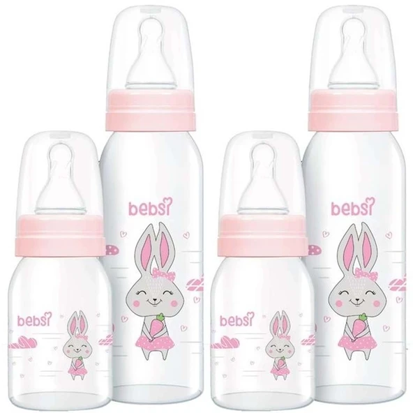 Bebsi Cam Biberon Seti Pembe (250ML+125ML) (2 Li Set) ürün görseli 1