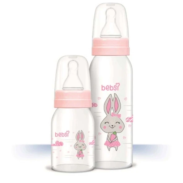Bebsi Cam Biberon Seti Pembe (250ML+125ML) (4 Lü Set) - Resim 2