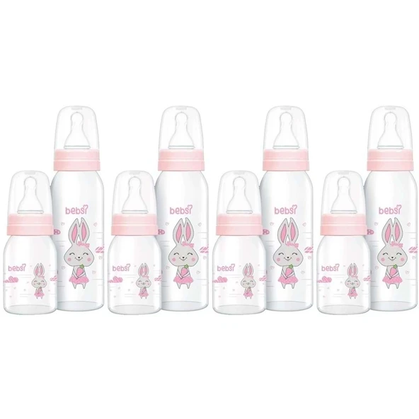 Bebsi Cam Biberon Seti Pembe (250ML+125ML) (4 Lü Set) ürün görseli 1