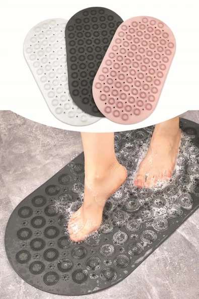 evikonu  evikonu Masajlı Silikon Banyo Paspası Vantuzlu Banyo Ve Duş Kaydırmazı Banyo Paspası Antrasit ürün görseli 1