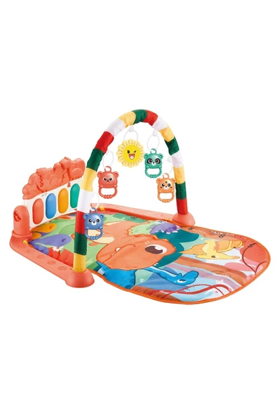 BabyLondy  BabyLondy Dinozorlu Güneşli Piyanolu Bebek Oyun Halısı Eğitici Oyuncak Pembe ürün görseli 1