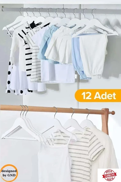 BabyLondy  BabyLondy 24'lü Ahşap Görünümlü Çocuk Elbise Askı Bebek Askısı Kıyafet Ve Elbise Askısı 24 Adet ürün görseli 1