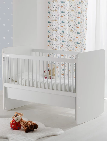 Babywhen BW1075 - Pratik Kademeli Anne Yanı Sallanır Bebek Beşik Beyaz 60x120 ürün görseli 1