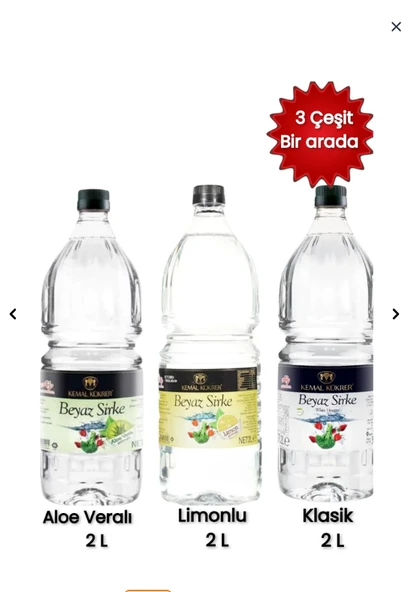 Kemal Kükrer Beyaz Sirke 2 L (Klasik, Limonlu, Aloe Veralı) 3’lü Paket ürün görseli 1