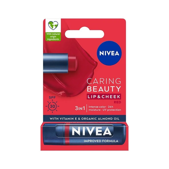 Nivea Renkli Dudak Bakım Kremi Kırmızı SPF30 4.8g ürün görseli 1