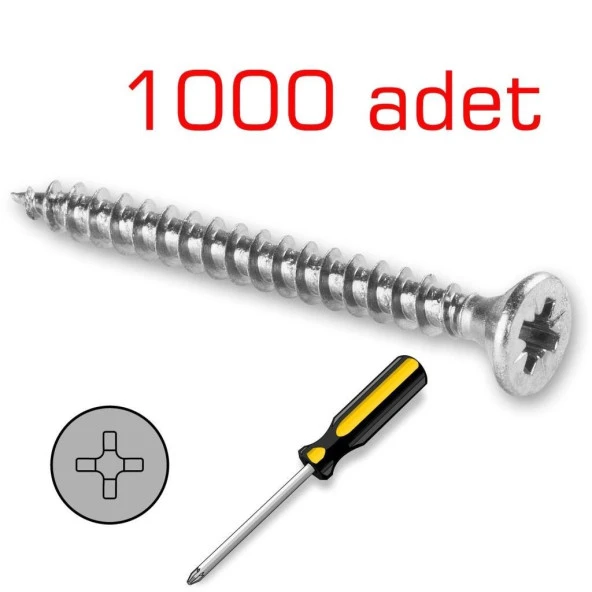 Meridyen Sunta Vidası 3.5x25mm 1000 Adet ürün görseli 1