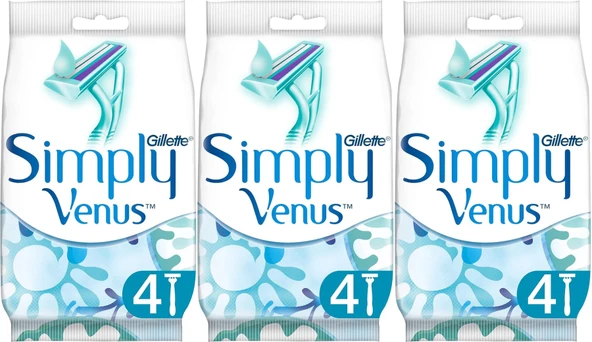 Gillette Simply Venus 2 Kullan At Kadın Tıraş Bıçağı 12 Li Set (3PK*4) ürün görseli 1