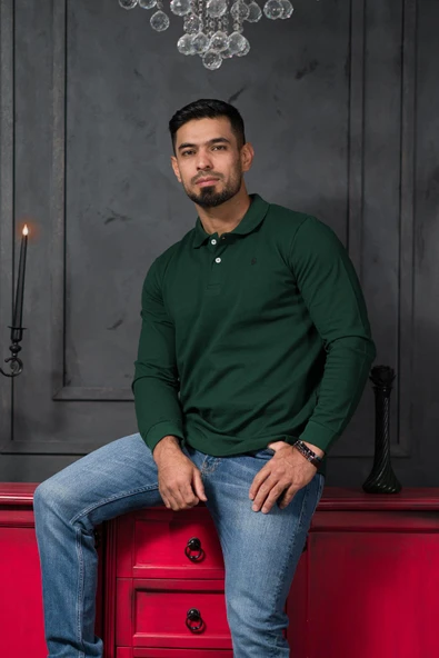 San&Fa Regular Fit Polo Yaka Uzun Kol Pamuklu Baharlık Sweatshirt ürün görseli 1