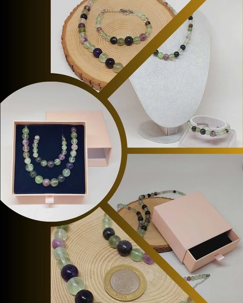 Galaksi Serisi Florit Taşı Kolye & Bileklik Seti ürün görseli 1