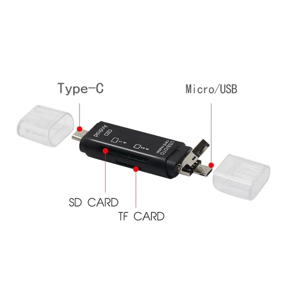 Valkyrie OTG Type C & Micro USB & USB 3in1 Kart Okuyucu USB2.0 - Resim 2