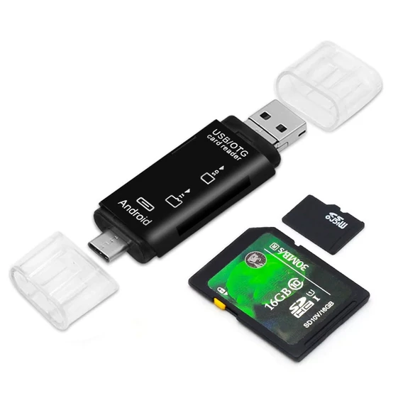 Valkyrie OTG Type C & Micro USB & USB 3in1 Kart Okuyucu USB2.0 - Resim 4
