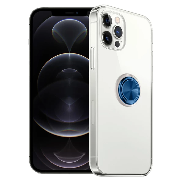 FitCase iPhone 12 Pro Max Kılıf Gross Ring Şeffaf Arka Kapak - Resim 6