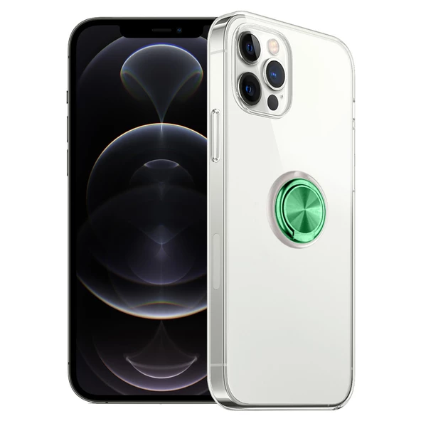 FitCase iPhone 12 / 12 Pro Kılıf Gross Ring Şeffaf Arka Kapak - Resim 3