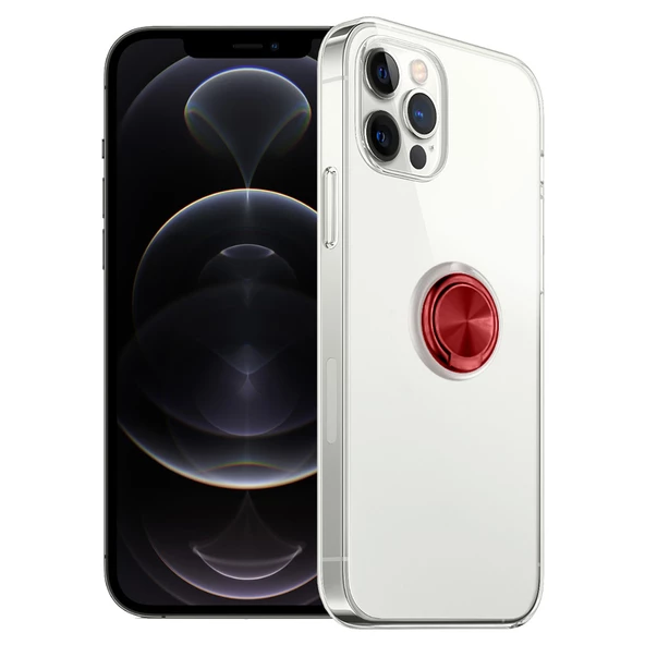 FitCase iPhone 12 Pro Max Kılıf Gross Ring Şeffaf Arka Kapak - Resim 5