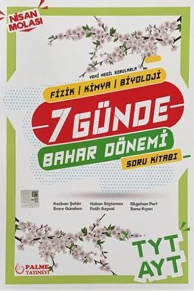 PALME YKS TYT AYT (FKB) 7 GÜNDE BAHAR DÖNEMİ SORU KİTABI *YENİ* ürün görseli 1