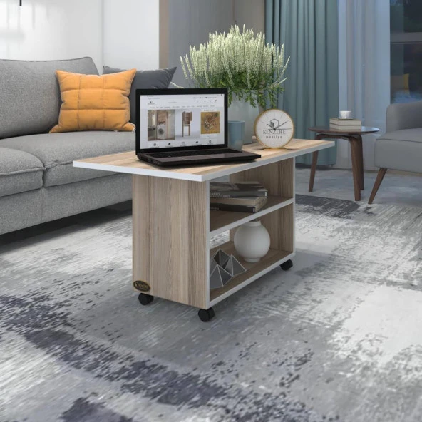 Kenzlife orta salon sehpası atina crd 075*090*50 tekerlekli yemek masası ürün görseli 1